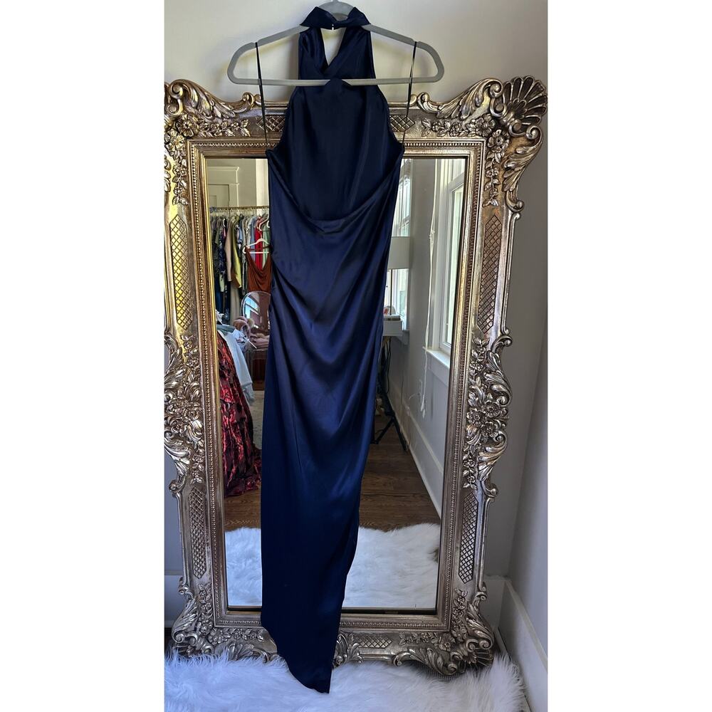 Amanda Uprichard X REVOLVE Silk Samba Halter Gown Navy Small NWOT* - Picture 5 of 7